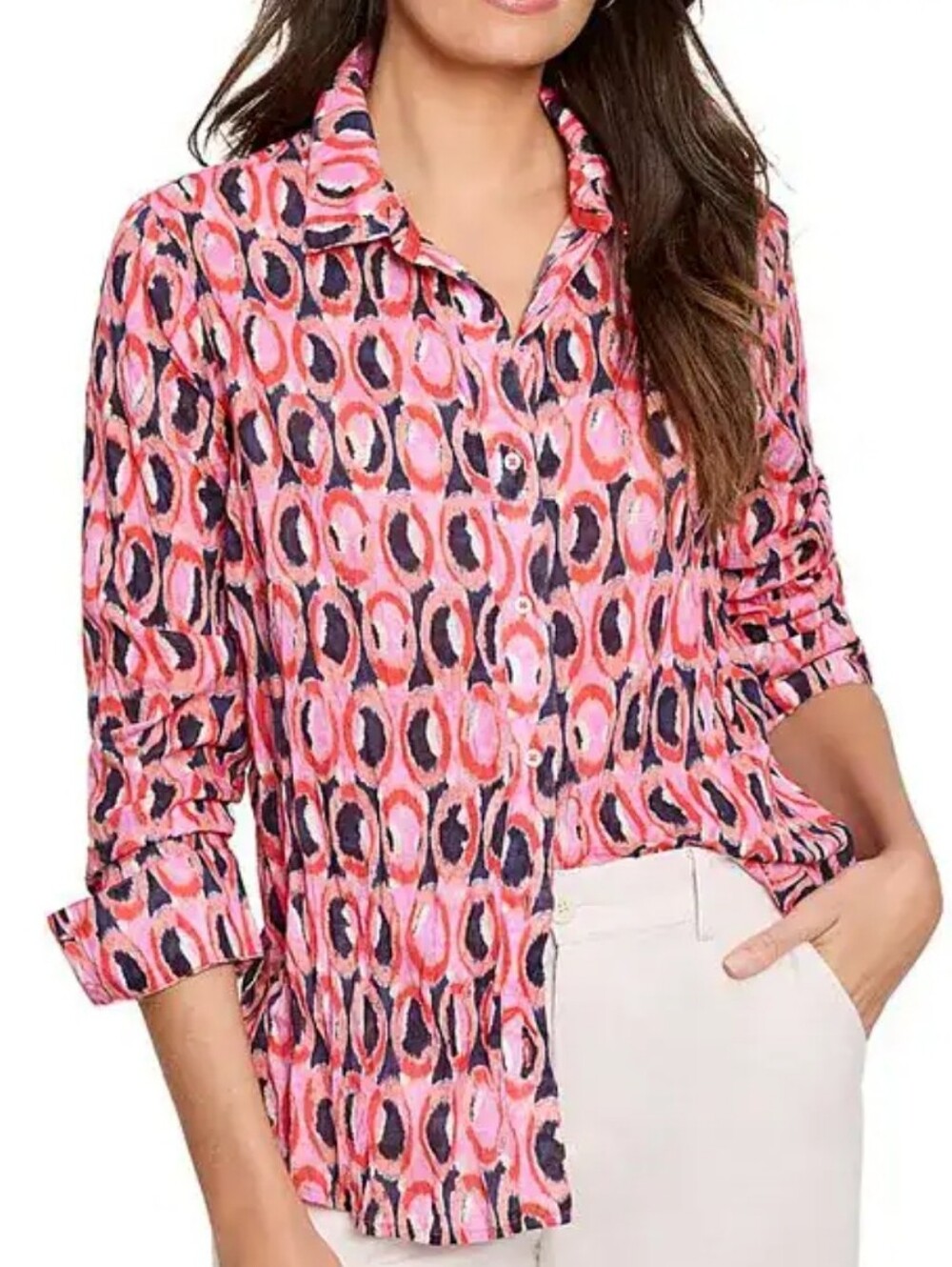 Women's Nic + Zoe Pink Patterned Button-Down Shirt - Brand
